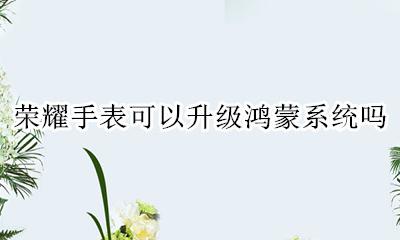 荣耀手表可以升级鸿蒙系统吗 华为手表怎么升级鸿蒙系统吗