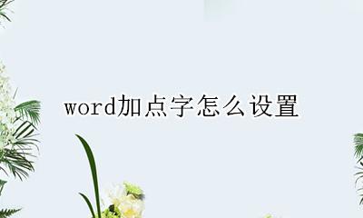 word加点字怎么设置 word如何设置加点字