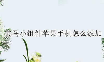 宝马ios小组件 宝马小组件苹果手机怎么添加