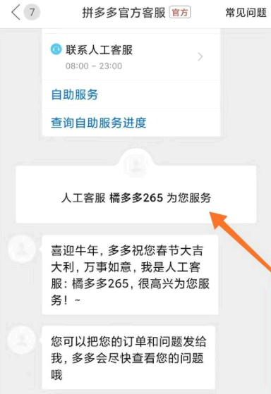 拼多多买菜怎么联系客服