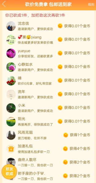 拼多多砍价0.01金币需要多少人?