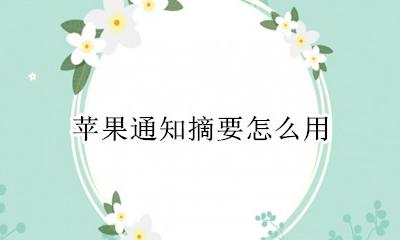 苹果摘要怎么使用 苹果通知摘要怎么用