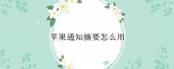 苹果通知摘要怎么用