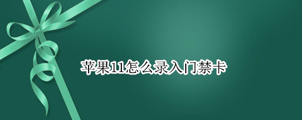 苹果11怎么录入门禁卡