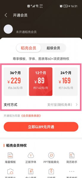 稻壳会员怎么买一个月