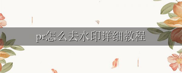 pr怎么去水印详细教程