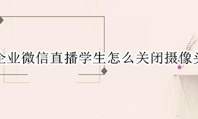 企业微信直播学生怎么关闭摄像头 企业微信直播怎么关闭摄像头权限
