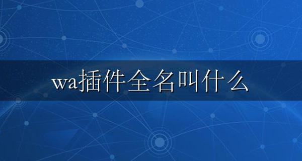 WA插件是什么 wa插件全名叫什么