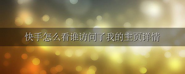 快手怎么看谁访问了我的主页详情