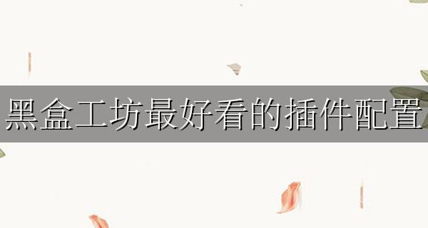 黑盒插件使用教程 黑盒工坊最好看的插件配置