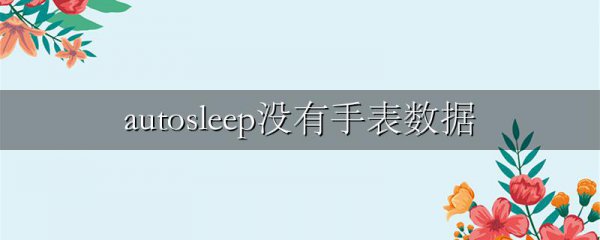 autosleep没有手表数据