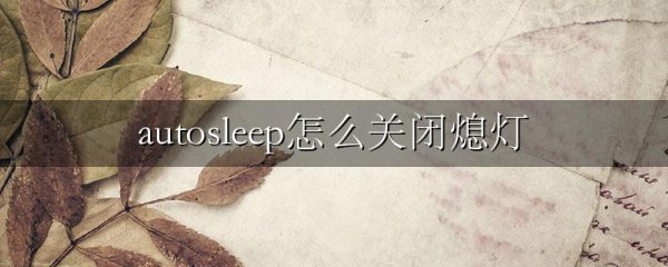 autosleep怎么关闭熄灯