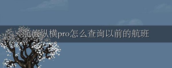 航旅纵横pro怎么查询以前的航班