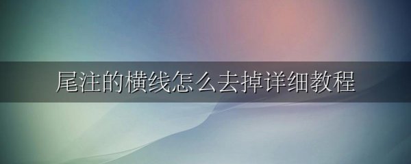 尾注的横线怎么去掉详细教程