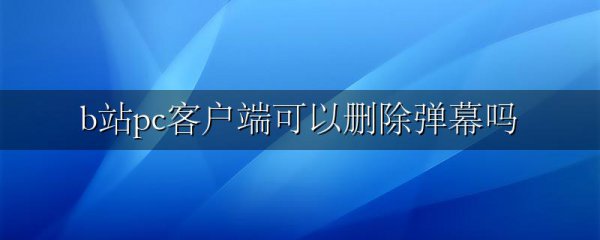 b站pc客户端可以删除弹幕吗