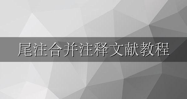 尾注合并注释文献教程 如何加尾注 尾注即参考文献