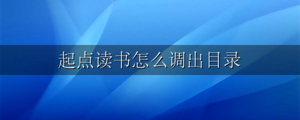 起点读书怎么调出目录