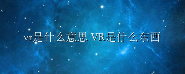 vr是什么意思 VR是什么东西