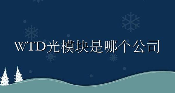 WTD光模块是哪个公司 WTD光模块是哪个厂家
