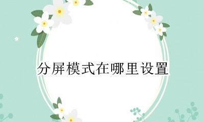 分屏模式在哪里设置 分屏模式怎么开