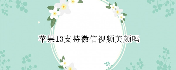 苹果13支持微信视频美颜吗