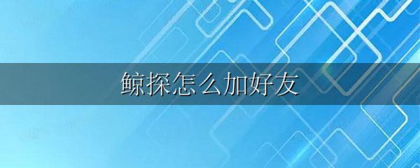 鲸探怎么加好友