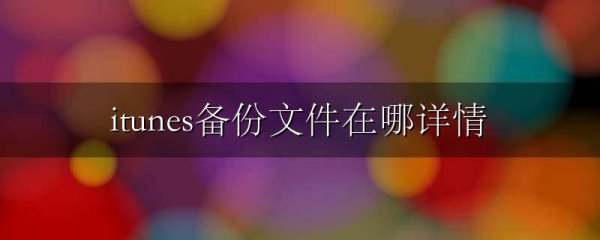 itunes备份文件在哪详情