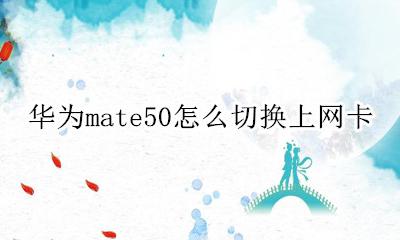 华为如何切换上网卡 华为mate50怎么切换上网卡