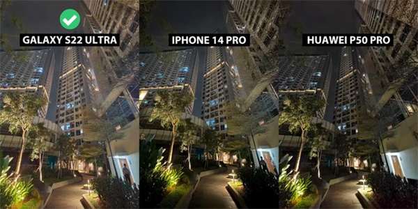 三星S22 Ultra、华为P50 Pro、苹果14 Pro影像对比