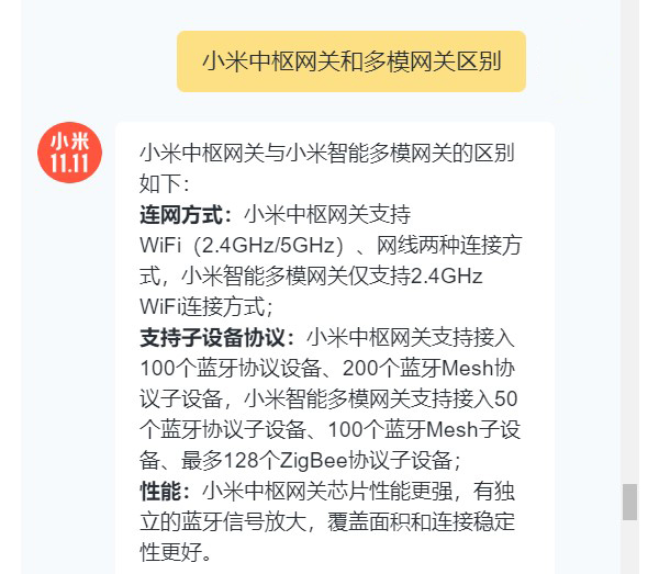 小米中枢网关和多模网关区别