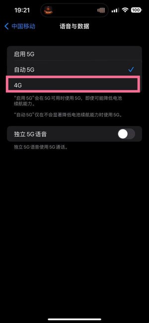 苹果14怎么切换4g