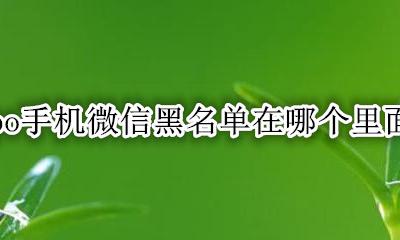 OPPO手机的黑名单在哪里找 oppo手机微信黑名单在哪个里面找