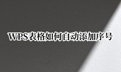 WPS表格如何自动添加序号 wps表格怎么一键添加序号