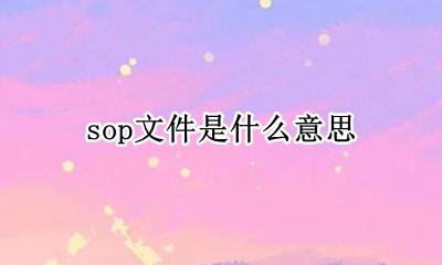 sop是什么格式 sop文件是什么意思