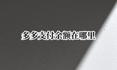 多多支付余额在哪里 多多支付余额怎么看