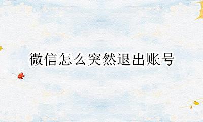 微信怎么突然退出账号 微信退出账号了怎么办