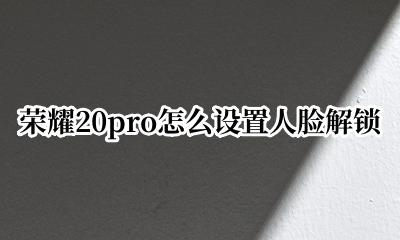 华为20pro有人脸解锁吗? 荣耀20pro怎么设置人脸解锁