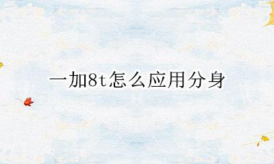 一加8t怎么应用分身 一加8t有应用分身吗