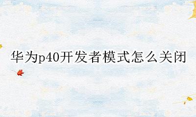 华为p40开发者模式怎么关闭 华为p40怎么关掉开发者模式