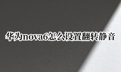 华为nova6翻转静音 华为nova6怎么设置翻转静音