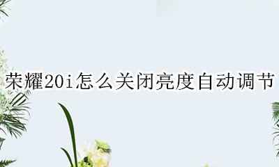 荣耀20i怎么关闭亮度自动调节 荣耀20pro不能自动亮度调节