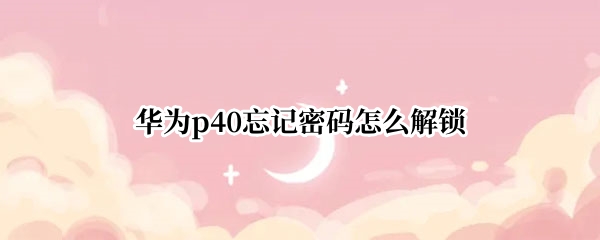 华为p40忘记密码怎么解锁