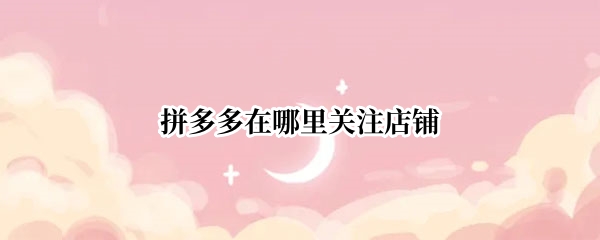 拼多多在哪里关注店铺