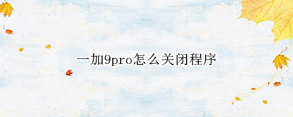 一加9pro怎么关闭程序