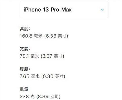 iphone 13 pro max尺寸长宽