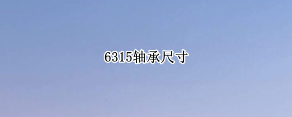 6315轴承尺寸