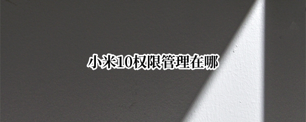小米10权限管理在哪