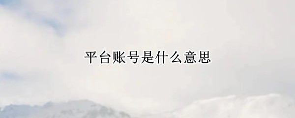 平台账号是什么意思