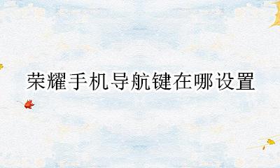 荣耀手机导航键在哪设置 荣耀手机的导航键在哪里设置