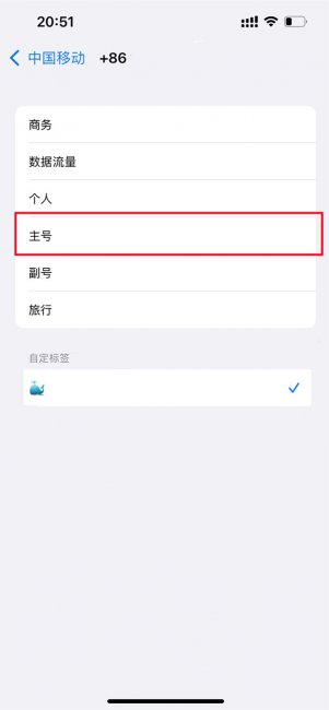 苹果12怎么切换主号副号